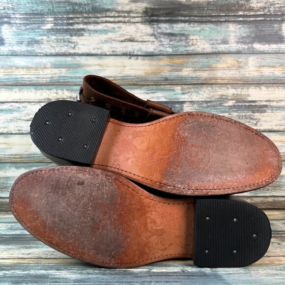 Sendra Knee High Boots Womens 8 Brown Leather Riding Moto Studded Biker Western - Picture 7 of 15